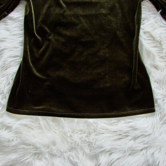 Vintage Green Velvet Top Ruched Whimsigoth Fairy Rich Party Petite Medium - Picture 10 of 11